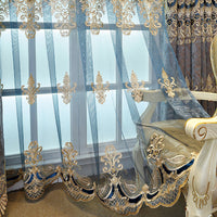 HKM-764371 Elegant European Classical Embroidered Curtains for Living Room and Bedroom – High Shading 70%-90%