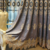 HKM-764371 Elegant European Classical Embroidered Curtains for Living Room and Bedroom – High Shading 70%-90%