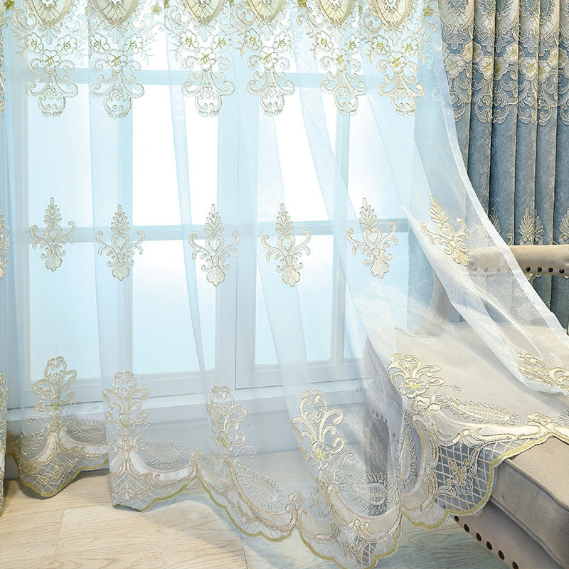HKM-764371 Elegant European Classical Embroidered Curtains for Living Room and Bedroom – High Shading 70%-90%