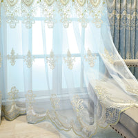 HKM-764371 Elegant European Classical Embroidered Curtains for Living Room and Bedroom – High Shading 70%-90%