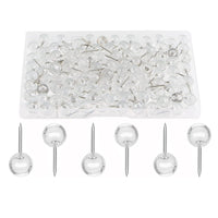 HKM-764499 Transparent Round Ball Push Pins - 100 pcs in Rose Gold, Gold, Silver Options for Office & Craft Use