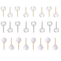 HKM-764499 Transparent Round Ball Push Pins - 100 pcs in Rose Gold, Gold, Silver Options for Office & Craft Use