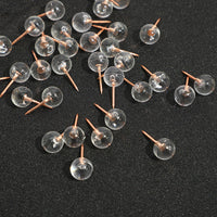 HKM-764499 Transparent Round Ball Push Pins - 100 pcs in Rose Gold, Gold, Silver Options for Office & Craft Use