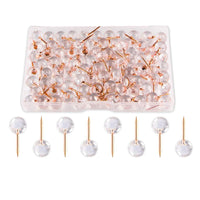 HKM-764499 Transparent Round Ball Push Pins - 100 pcs in Rose Gold, Gold, Silver Options for Office & Craft Use