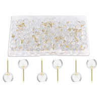 HKM-764499 Transparent Round Ball Push Pins - 100 pcs in Rose Gold, Gold, Silver Options for Office & Craft Use