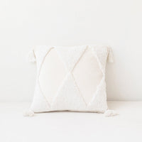 HKM-764627 Corduroy Geometric Rhombus Triangle Tufted Cushion Cover with Tassels - 45x45cm