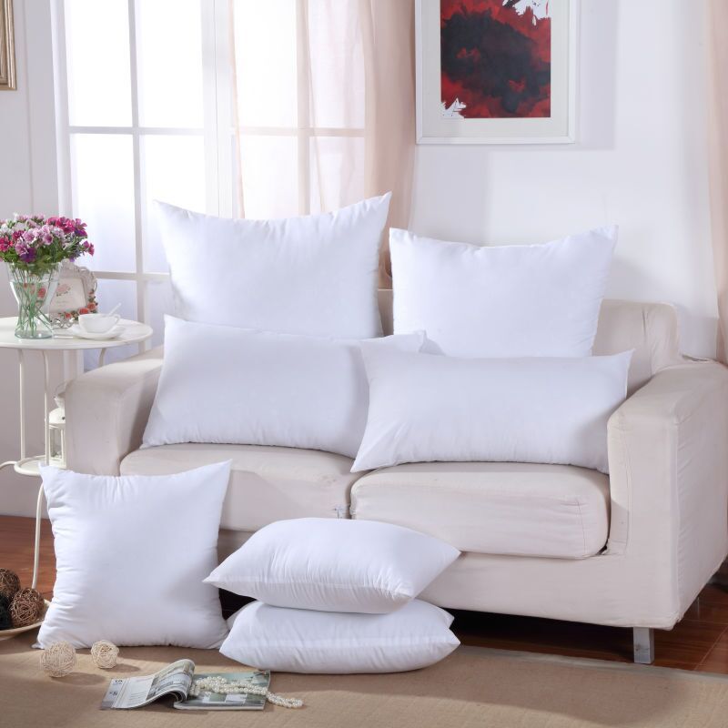 HKM-764947 Brushed Cloth Square Pillow Core, Pure White Polyester Fiber Waist Cushion, Height 15.1-20cm