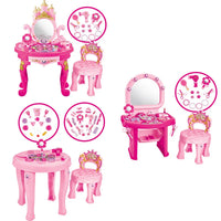 HKM-765075 Princess Dresser Play Toy Set with Cosmetics and Mirror for Kids Ages 3 and Up