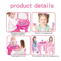 HKM-765075 Princess Dresser Play Toy Set with Cosmetics and Mirror for Kids Ages 3 and Up