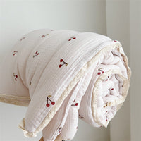 HKM-765139 Sweet Floral Cotton Gauze Quilt in Pudding Rabbit, Camellia, Cherries, and Roses - Multiple Sizes Available