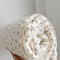 HKM-765139 Sweet Floral Cotton Gauze Quilt in Pudding Rabbit, Camellia, Cherries, and Roses - Multiple Sizes Available