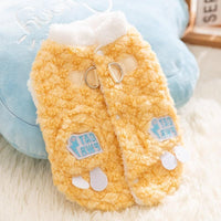 HKM-765459 Winter Plush Dog Jacket with Soft Fleece Lining and Cute Patches for Small and Medium Dogs