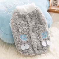 HKM-765459 Winter Plush Dog Jacket with Soft Fleece Lining and Cute Patches for Small and Medium Dogs