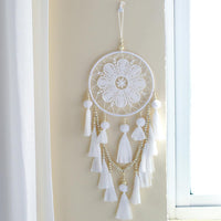 HKM-765523 Romantic Wall Dream Catcher with Wooden Beads and Tassels for Living Room and Bedroom Decor