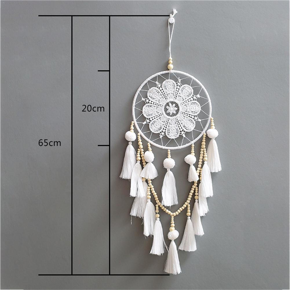 HKM-765523 Romantic Wall Dream Catcher with Wooden Beads and Tassels for Living Room and Bedroom Decor