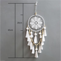 HKM-765523 Romantic Wall Dream Catcher with Wooden Beads and Tassels for Living Room and Bedroom Decor