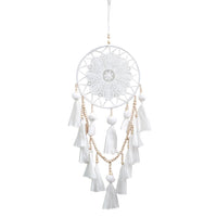HKM-765523 Romantic Wall Dream Catcher with Wooden Beads and Tassels for Living Room and Bedroom Decor