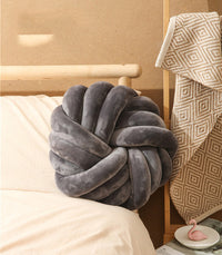 HKM-765651 Decorative Knotted Ball Cushion for Living Room and Office - Soft Plush and PP Cotton Pillow