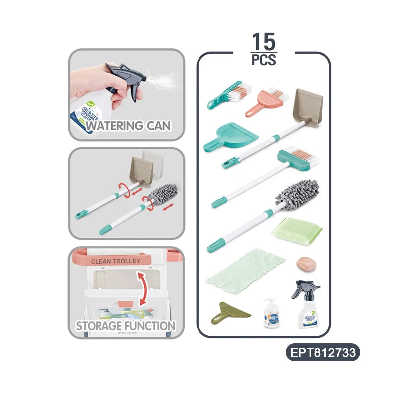KTX-765651 Kids Pretend Play Cleaning Set - Battery Operated Simulation Toys for Ages 2-7