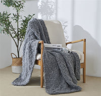 HKM-765651 Modern Grey Iceland Wool Knitted Blanket – 130x160CM for Spring and Autumn