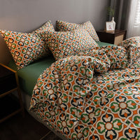 HKM-765779 Cotton Fitted Sheet Quilt Set for 1.8m Bed - Four-Piece Collection