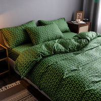 HKM-765779 Cotton Fitted Sheet Quilt Set for 1.8m Bed - Four-Piece Collection