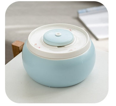 HKM-765843 Ceramic Cat Automatic Drinking Fountain - 1.8L Capacity, Pink & Blue