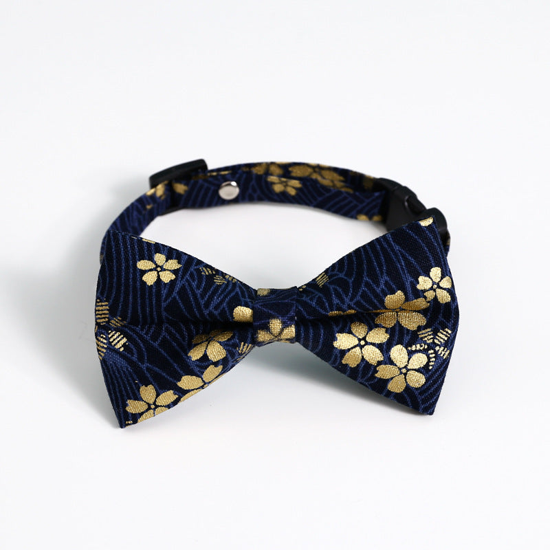 HKM-765843 Chinese Style Bow Tie Accessories with Floral Pattern in Red and Blue, Cotton Polyester - Suitable for All Seasons