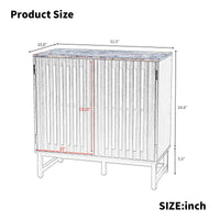 HKM-765971 Flat Noodles Grating Stripe Door Dresser in Black - MDF Storage Cabinet 31.5x15.8x30.7in