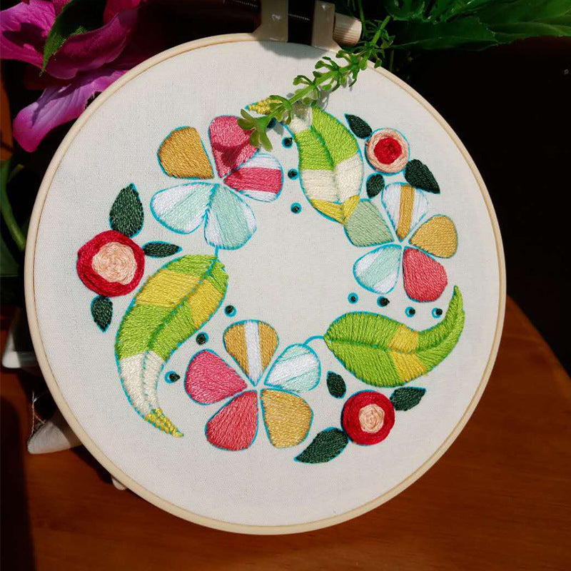 HKM-765971 Handmade Embroidery Kit - Plant and Flower Patterns in Cotton and Linen, Various Sizes with Embroiderable Stretches
