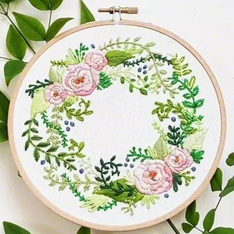 HKM-765971 Handmade Embroidery Kit - Plant and Flower Patterns in Cotton and Linen, Various Sizes with Embroiderable Stretches