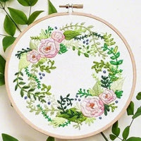 HKM-765971 Handmade Embroidery Kit - Plant and Flower Patterns in Cotton and Linen, Various Sizes with Embroiderable Stretches