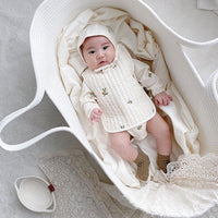 HKM-765971 Newborn Cotton Rope Woven Basket - Portable, Eco-Friendly, for Infants 0-6 Months, 70x40x25cm, 25kg Capacity
