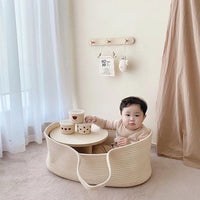 HKM-765971 Newborn Cotton Rope Woven Basket - Portable, Eco-Friendly, for Infants 0-6 Months, 70x40x25cm, 25kg Capacity