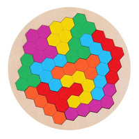 HKM-765971 Wooden Hexagon Honeycomb Jigsaw Puzzle for Kids and Adults - Creative Educational Toy