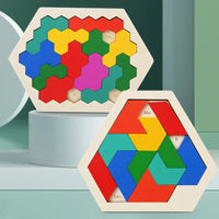 HKM-765971 Wooden Hexagon Honeycomb Jigsaw Puzzle for Kids and Adults - Creative Educational Toy