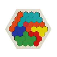 HKM-765971 Wooden Hexagon Honeycomb Jigsaw Puzzle for Kids and Adults - Creative Educational Toy
