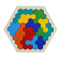 HKM-765971 Wooden Hexagon Honeycomb Jigsaw Puzzle for Kids and Adults - Creative Educational Toy