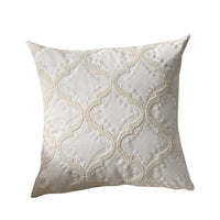 HKM-766099 Embroidered Cotton and Linen Woven Geometric Couch Pillow - 45x45cm