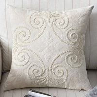 HKM-766099 Embroidered Cotton and Linen Woven Geometric Couch Pillow - 45x45cm