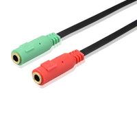 HKM-766163 3.5mm Mobile Phone to Headphone & Microphone Splitter Adapter - Red and Green Gold-Plated Connectors
