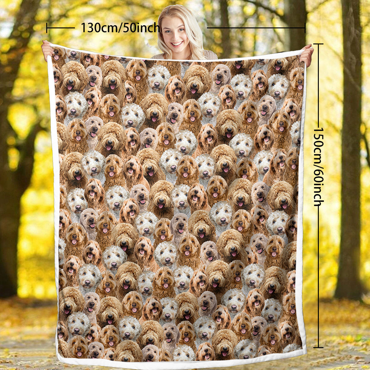 HKM-766291 Cockapoo Design Sherpa Fleece Blanket - Cozy Throw for Kids and Adults, Perfect for Home or Gift