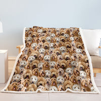 HKM-766291 Cockapoo Design Sherpa Fleece Blanket - Cozy Throw for Kids and Adults, Perfect for Home or Gift