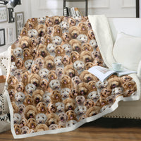 HKM-766291 Cockapoo Design Sherpa Fleece Blanket - Cozy Throw for Kids and Adults, Perfect for Home or Gift