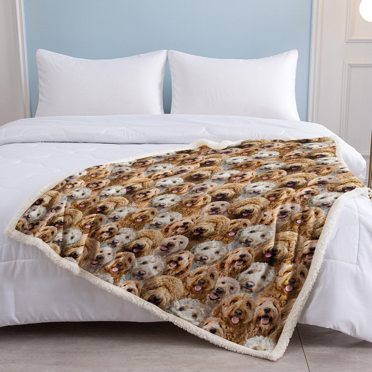 HKM-766291 Cockapoo Design Sherpa Fleece Blanket - Cozy Throw for Kids and Adults, Perfect for Home or Gift