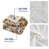 HKM-766291 Cockapoo Design Sherpa Fleece Blanket - Cozy Throw for Kids and Adults, Perfect for Home or Gift