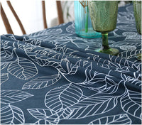 HKM-766355 Rectangular Polyester Fiber Coffee Table Cloth in Navy Blue and White - Multiple Sizes Available
