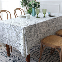 HKM-766355 Rectangular Polyester Fiber Coffee Table Cloth in Navy Blue and White - Multiple Sizes Available