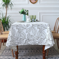 HKM-766355 Rectangular Polyester Fiber Coffee Table Cloth in Navy Blue and White - Multiple Sizes Available