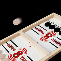 HKM-766547 Wooden Fast Sling Puck Desktop Game – Fun Family Ice Hockey Challenge for Kids and Adults